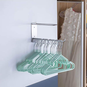 Home wall mounted clothes hanger organizer stainless steel hanger storage rack closet space saving self adhesive no need nails