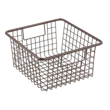 Load image into Gallery viewer, Top rated mdesign farmhouse decor metal wire food storage organizer bin basket with handles for kitchen cabinets pantry bathroom laundry room closets garage 10 25 x 9 25 x 5 25 4 pack bronze