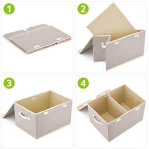 Discover the best large storage boxes 3 pack ezoware large linen fabric foldable storage cubes bin box containers with lid and handles for nursery closet kids room toys baby products silver gray