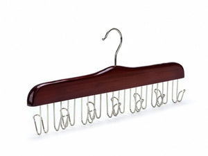 Get amber home gugertree wooden collection multifunctional closet accessories 12 belt and tie hanger cherry color chrome hook