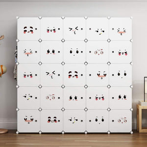 Save george danis portable closet plastic dresser for kids teenagers modular wardrobe cube storage organizer book shelf toy cabinet white 14 inches depth 5x5 tiers