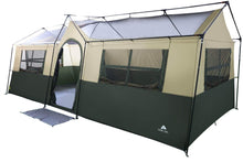 Load image into Gallery viewer, Storage organizer spacious and comfortable ozark trail hazel creek 12 person cabin tent with two closets with hanging organizers room dividers mud mat e port and rolling storage duffel for convenience green