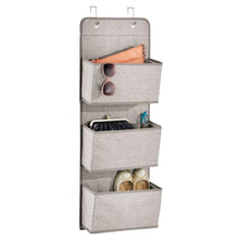 Load image into Gallery viewer, Shop for mdesign a568 soft fabric over the door hanging storage organizer with 3 large pockets for closets in bedrooms hallway entryway mudroom hooks included textured print 2 pack linen tan