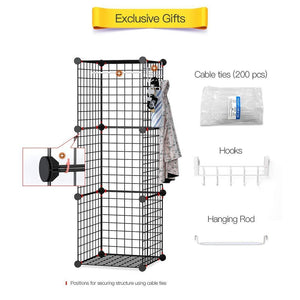 Home george danis wire storage cubes metal shelving unit portable closet wardrobe organizer multi use rack modular cubbies black 14 inches depth 3x5 tiers