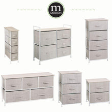 Load image into Gallery viewer, Shop for mdesign vertical dresser storage tower sturdy steel frame wood top easy pull fabric bins organizer unit for bedroom hallway entryway closets textured print 3 drawers linen natural