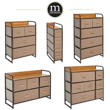 Load image into Gallery viewer, Purchase mdesign dresser storage chest sturdy metal frame wood top easy pull fabric bins organizer unit for bedroom hallway entryway closet textured print 4 drawers coffee espresso brown
