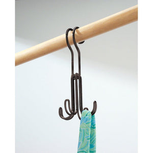 Heavy duty interdesign classico over the rod closet accessory organizer for ties belts handbags fashion jewelry 4 hooks bronze