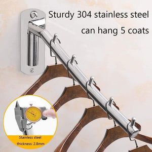 Organize with mulyeeh folding wall mounted clothes rack coat hanger stainless steel clothes hook with swing arm clothing hanging system closet storage organizer