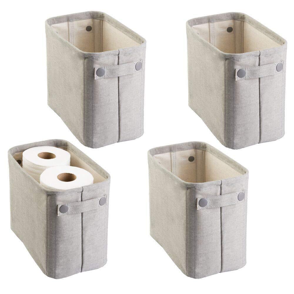 Buy now mdesign soft cotton fabric closet storage organizer bin basket storage organizer for bathroom coated interior attached handles use on vanity cabinet shelf countertop tall 4 pack light gray