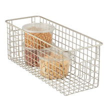 Load image into Gallery viewer, Online shopping mdesign farmhouse decor metal wire food storage organizer bin basket with handles for kitchen cabinets pantry bathroom laundry room closets garage 16 x 6 x 6 4 pack satin
