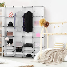 Load image into Gallery viewer, Save tangkula portable clothes closet wardrobe bedroom armoire diy storage organizer closet with doors 16 cubes and 8 shoe racks