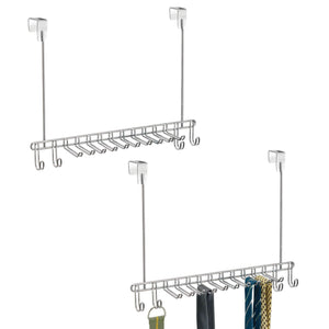 Online shopping mdesign metal over door hanging closet storage organizer rack for mens and womens ties belts slim scarves accessories jewelry 4 hooks and 10 vertical arms on each 2 pack chrome