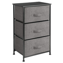 Load image into Gallery viewer, Get mdesign vertical dresser storage tower sturdy steel frame wood top easy pull fabric bins organizer unit for bedroom hallway entryway closets textured print 3 drawers charcoal gray black
