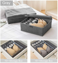 Load image into Gallery viewer, Featured leefe drawer organizer with lids 2 pack foldable divider organizers closet underwear storage box for sortin socks bra scarves and lingerie in wardrobe or under bed breathable washable linen fabric