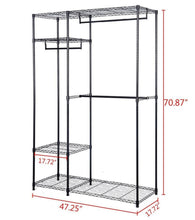 Load image into Gallery viewer, On amazon s afstar safstar heavy duty clothing garment rack wire shelving closet clothes stand rack double rod wardrobe metal storage rack freestanding cloth armoire organizer 2 packs