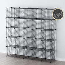 Load image into Gallery viewer, Related george danis wire storage cubes metal shelving unit portable closet wardrobe organizer multi use rack modular cubbies black 14 inches depth 5x5 tiers