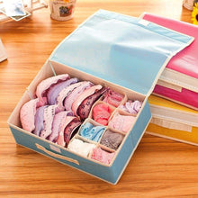 Load image into Gallery viewer, Try kaimao foldable storage boxes drawer dividers closet organisers under bed organiser for underwear bra socks tie scarves with lid blue