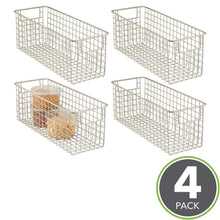 Load image into Gallery viewer, Purchase mdesign farmhouse decor metal wire food storage organizer bin basket with handles for kitchen cabinets pantry bathroom laundry room closets garage 16 x 6 x 6 4 pack satin