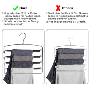 Budget friendly doiown pants hangers slacks hangers space saving non slip stainless steel clothes hangers closet organizer for pants jeans trousers scarf 4 pack large size 17 1high x 15 9width