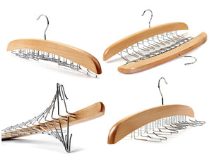 Discover the dbao pro tie rack for closet premium natural wooden tie hanger organizer with 24 rotatable swivel metal stainless steel hook for men women scarf tie belt versatility rack organizer hanger