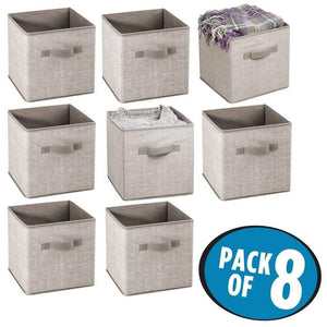 Discover the mdesign small soft fabric closet organizer cube bin box front handle storage for closet bedroom furniture shelving units textured print 11 high 8 pack linen tan