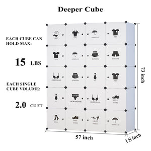 Exclusive unicoo diy 20 cube organizer cube storage bookcase toy organizer storage cabinet wardrobe closet deeper cube white
