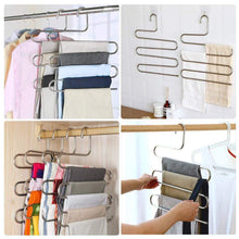Load image into Gallery viewer, On amazon ycammin pants hangers s type stainless steel trousers rack 5 layers multi purpose closet hangers saver storage rack for clothes towel scarf trousers tie etc2 pcs