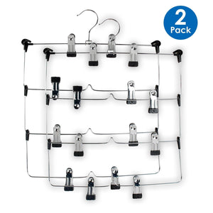 Selection lohas home 4 tier skirt hangers pants hangers closet organizer stainless steel fold up space saving hangers 2 pieces