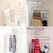 Load image into Gallery viewer, Select nice 8 pack multi pants hangers rack for closet organization star fly stainless steel s shape 5 layer clothes hangers for space saving storage 1
