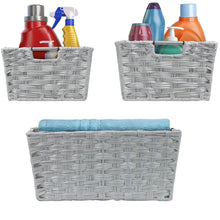 Load image into Gallery viewer, The best sorbus woven basket bin set storage for home decor nursery desk countertop closet cube organizer shelf stackable baskets includes built in carry handles set of 3 light gray