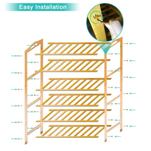 Storage organizer anko bamboo shoe rack natural bamboo thickened 6 tier mesh utility entryway shoe shelf storage organizer suitable for entryway closet living room bedroom 1 pack