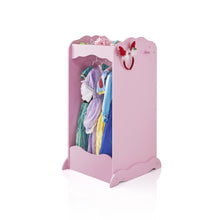 Load image into Gallery viewer, Latest guidecraft dress up cubby center pink costumes accessoires storage shelf and rack with mirror for little girls and boys toddlers wooden wardrobe closet