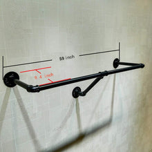 Load image into Gallery viewer, Shop here warm van industrial pipe wall mounted clothes hanging shelves system metal clothing towel rack garment rack perfect for retail display closet organizationone pipe shelves 59 l