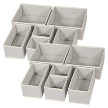 Load image into Gallery viewer, Great diommell foldable cloth storage box closet dresser drawer organizer fabric baskets bins containers divider with drawers for baby clothes underwear bras socks lingerie clothing set of 12 grey 444