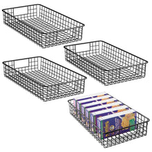 Load image into Gallery viewer, Great mdesign household metal wire cabinet organizer storage organizer bins baskets trays for kitchen pantry pantry fridge closets garage laundry bathroom 16 x 9 x 3 4 pack matte black