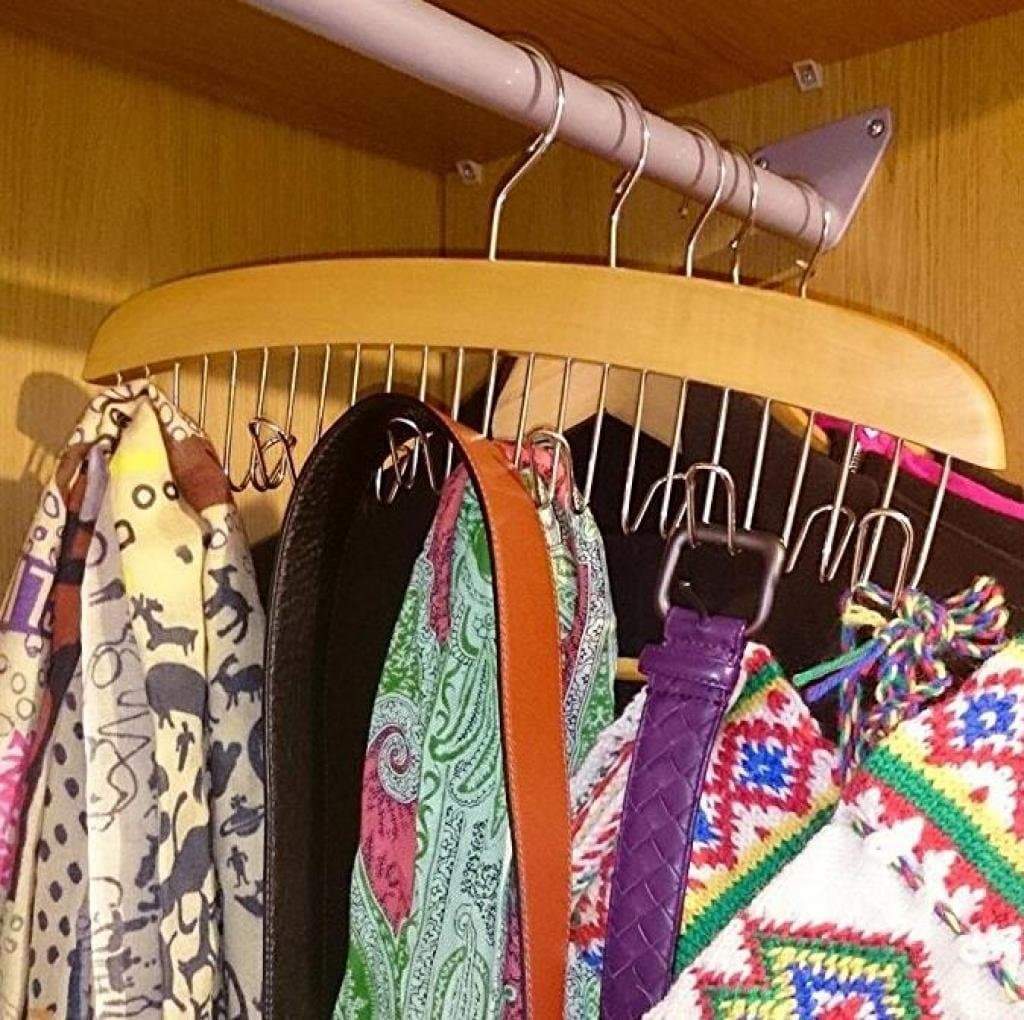 Amazon best louise maelys wooden 12 hooks tie rack hanger multipurpose closet organizer holds for tie belt scarf