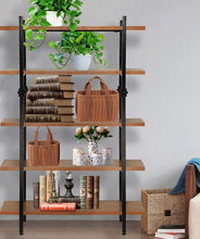 Load image into Gallery viewer, Try sprawl 5 tier vintage bookshelf free standing multi purpose open wooden book storage shelves ladder shelf closet organizer
