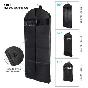 Select nice wanapure 60 54 43 garment bags 3 in 1 suit bag with 2 large mesh shoe pockets and accessories pocket trifold suit cover for dress coat jacket closet storage or travel set of 2 black