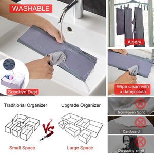 New drawer organizer clothes dresser underwear organizer washable deep socks bra large boxes storage foldable removable dividers fabric basket bins closet t shirt jeans leggings nursery baby clothing gray