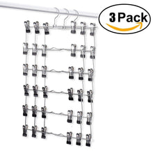 Load image into Gallery viewer, Amazon best wth shopping go pants hangers sturdy s type stainless steel trousers rack 5 layers multi purpose closet hangers magic space saver storage rack perfect pants towel scarf etc 3