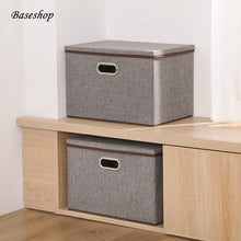 Load image into Gallery viewer, Latest storage container organizer bin collapsible large foldable linen fabric gray box with removable lid and handles for home baby office nursery closet bedroom living room no peculiar smell 1 pack