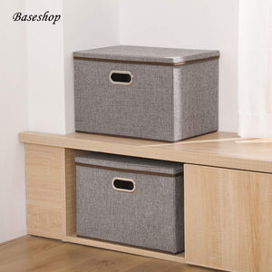 Latest storage container organizer bin collapsible large foldable linen fabric gray box with removable lid and handles for home baby office nursery closet bedroom living room no peculiar smell 1 pack