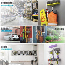 Load image into Gallery viewer, Budget home neat mop and broom holder wall mount garden tool storage tool rack storage organization for the home plastic hanger for closet garage organizer shed organizer 5 position