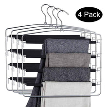 Load image into Gallery viewer, Budget doiown pants hangers slacks hangers space saving non slip stainless steel clothes hangers closet organizer for pants jeans trousers scarf 4 pack large size 17 1high x 15 9width