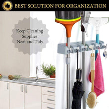 Load image into Gallery viewer, Budget friendly home neat mop and broom holder wall mount garden tool storage tool rack storage organization for the home plastic hanger for closet garage organizer shed organizer 5 position