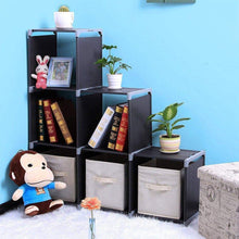 Load image into Gallery viewer, The best multifunctional assembled 3 tier 6 compartment storage cube closet organizer shelf 6 cubes bookcase storage black 6 cubes