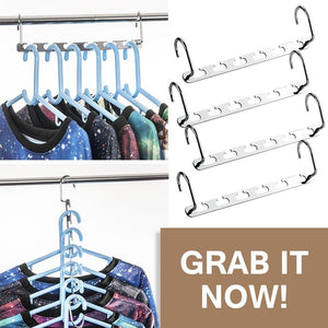Amazon best 4pcs clothes hangers space saver closet organizer with vertical and horizontal options premium abs material in solid silver color