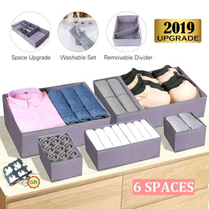 Great drawer organizer clothes dresser underwear organizer washable deep socks bra large boxes storage foldable removable dividers fabric basket bins closet t shirt jeans leggings nursery baby clothing gray