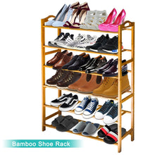 Load image into Gallery viewer, Try anko bamboo shoe rack natural bamboo thickened 6 tier mesh utility entryway shoe shelf storage organizer suitable for entryway closet living room bedroom 1 pack