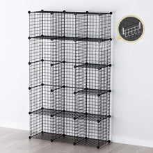 Load image into Gallery viewer, New george danis wire storage cubes metal shelving unit portable closet wardrobe organizer multi use rack modular cubbies black 14 inches depth 3x5 tiers